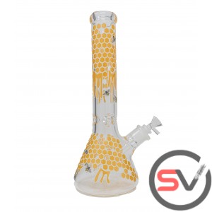 HONEYCOMB GLASS BEAKER With ICE CATCHER 14inch - ORANGE